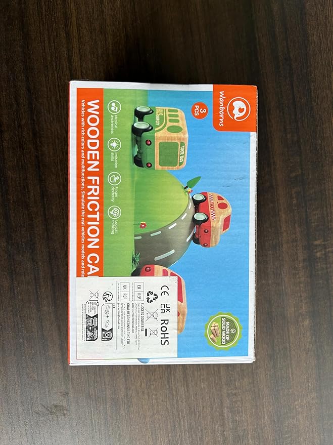 3pcs Wooden Toys Cars, Taxi, Fire Truck, City Bus, Educational Toy, Early Learning for Toddlers, Colorful Vehicles Play Set for 2 3 Year Old Boys Girls Christmas Birthday Gift