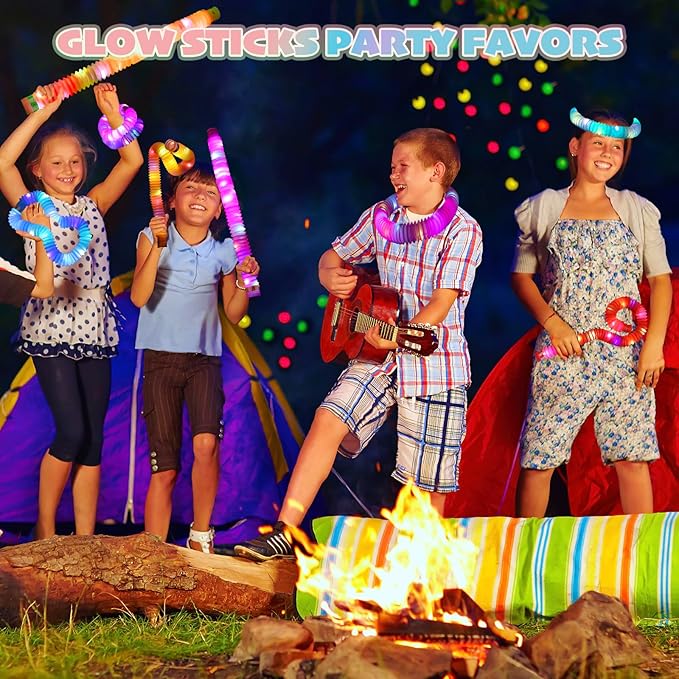 36 Pack Glow Sticks Party Favors, Light up Toys Pop Tubes Bulk, LED Glow Necklaces Bracelets Birthday Goodie Bag Stuffers, Glow in the Dark Halloween Party Supplies Gift Toys Prizes