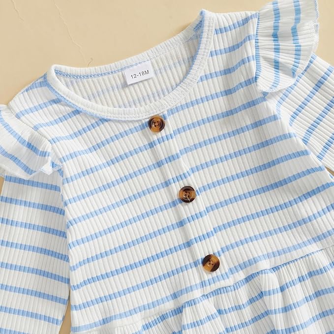 Mubineo Toddler Baby Girl Clothes Cute Ribbed Outfits Knit Long Sleeve Shirt Tops Bell Bottom Pant Fall Winter Outfit