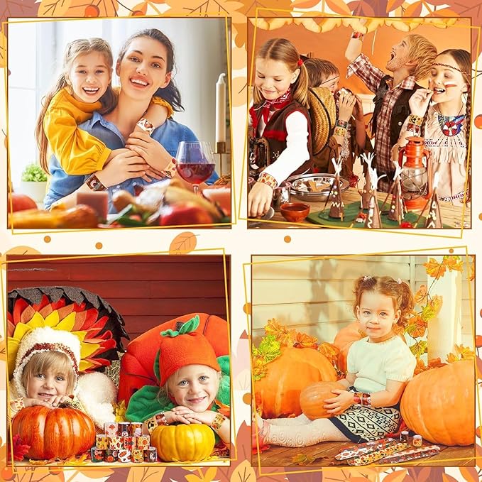 36 PCS Thanksgiving Slap Bracelets Kids Party Favors,Bulk Snap Bracelet Party Favors Supplies for kids&teens Gifts Teacher Classroom School Favors Prizes Exchanging Gift