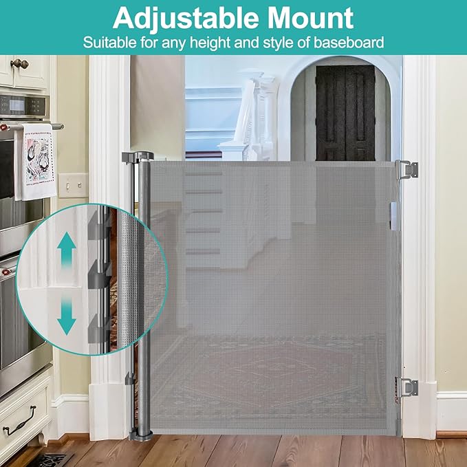 42 Inch Extra Tall Baby Gate for Kids 55" Wide Retractable Baby Gates Extra Tall Retractable Dog Gates for The House Extra Tall Pet Gate Extra Tall Dog Gate Tall Baby Gate for Stair Tall Mesh Dog Gate