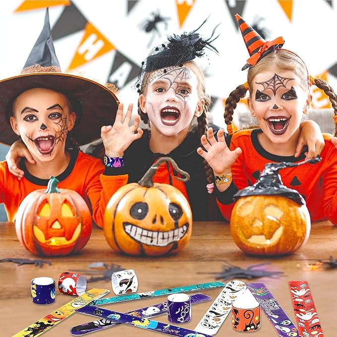 36 PCS Halloween Slap Bracelets Party Favors,Bulk Snap Bracelet Party Favors Supplies for kids&teens Gifts Teacher Classroom School Favors Prizes Exchanging Gift