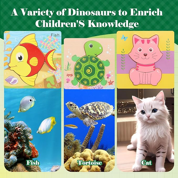 3 Pack Wooden Puzzles for Toddlers,Montessori Toys Puzzle for Kid 3 Year Old,Preschool Educational Learning Colorful Toys Gifts