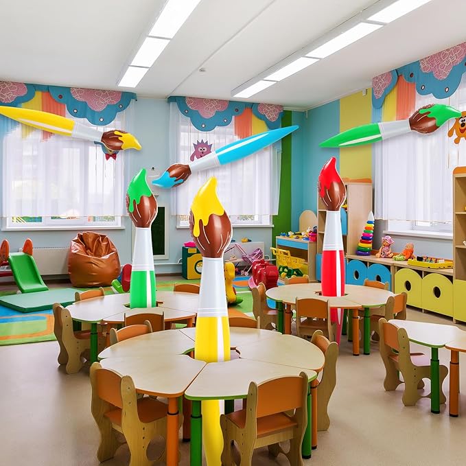 43.3 Inch Giant Inflatable Paint Brushes Large Blow up Colored Paintbrushes Set Art Paint Brushes for Kids Summer Birthday Party Favor Decoration Back to School Classroom, 4 Color