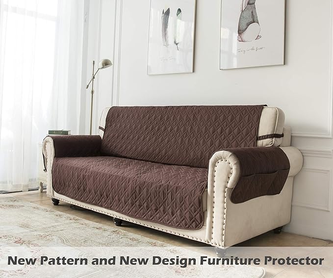 Ameritex Couch Sofa Slipcover 100% Waterproof Nonslip Quilted Furniture Protector Slipcover for Dogs, Children, Pets Sofa Slipcover Machine Washable (Chocolate, 78")
