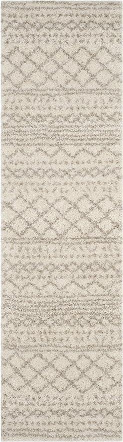 SAFAVIEH Arizona Shag Collection Runner Rug - 2'3" x 18', Ivory & Beige, Moroccan Design, Non-Shedding & Easy Care, 1.6-inch Thick Ideal for High Traffic Areas in Living Room, Bedroom (ASG741A)