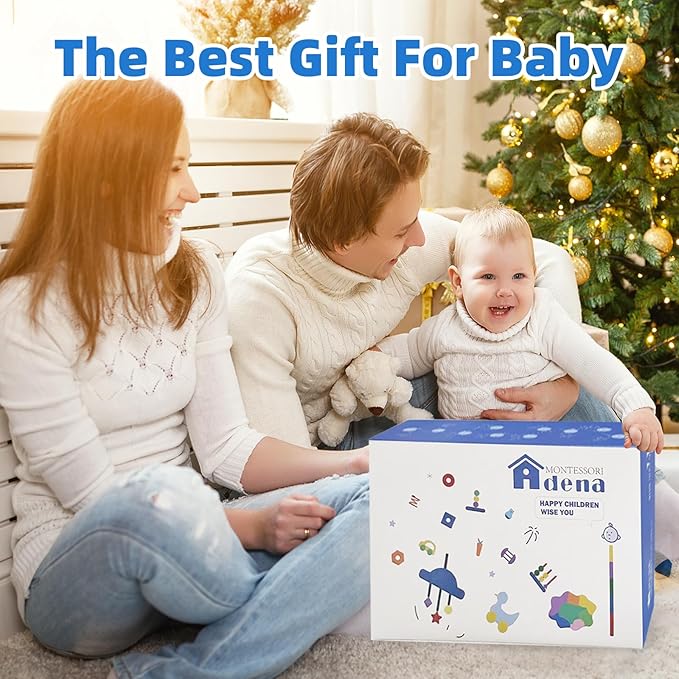 Adena Montessori Play Kit for 16-18 Months Baby,6 in 1 Learning Educational Toys for Toddler,Include 7-in-1 Play Set,Farm Animal Puzzle,Stacking Pegboard and more,Christmas Birthday Gift for Boys Girl