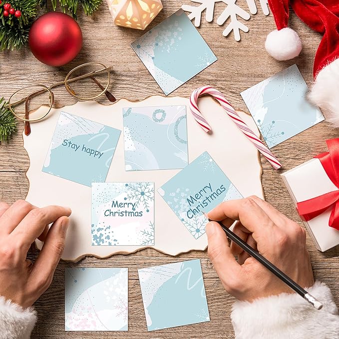 16 Pieces Christmas Winter Snowflake Sticky Notes Winter Snowflake Design Self-Adhesive Note Pads Sticky Memo Notes for School Office Home Supplies Students Teachers Present
