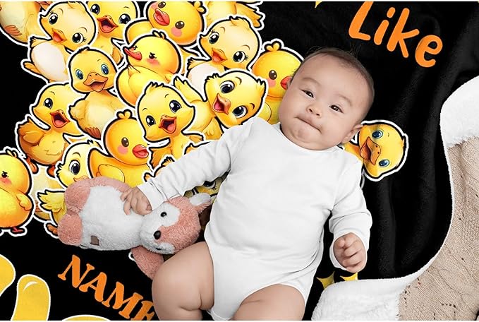 Costom Name Just Really Like Ducks Adult duck Blanket Kids Funny Blanket Suitable for Bedroom bed sofa Crib Couch Chair outdoor All Season Items That Yellow Duck Lovers Will Love 60"x50"for Teens