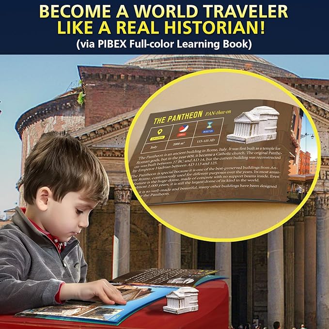 Ancient Wonders Dig Kit, Dig up 6 Mystery Historical Landmarks & 6 Treasure Stones, Famous World History Architecture Toy Archaeology Set, STEM History Gift for Kids Age 6-8-12