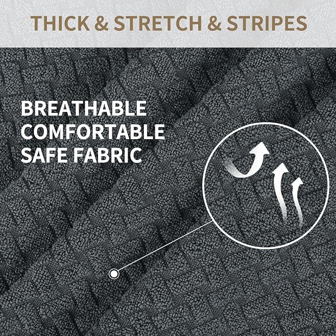 JIVINER Oversized Recliner Chair Covers 4 Piece Stretch Lazy Boy Recliner Sofa Slipcover Jacquard Large Recliner Covers with Elastic Bottom Soft Furniture Protector (XL Recliner,Dark Gray)