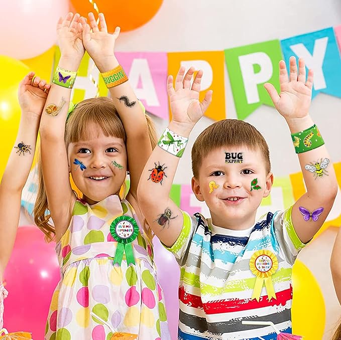48 Bug 24PCS Bug Temporary Tattoos Sticker 24PCS Slap Bracelets Perfect for Themed Birthday Party Favors Baby Showers or Classroom Rewards Ideal Decor and Gifts for Girls and Boys