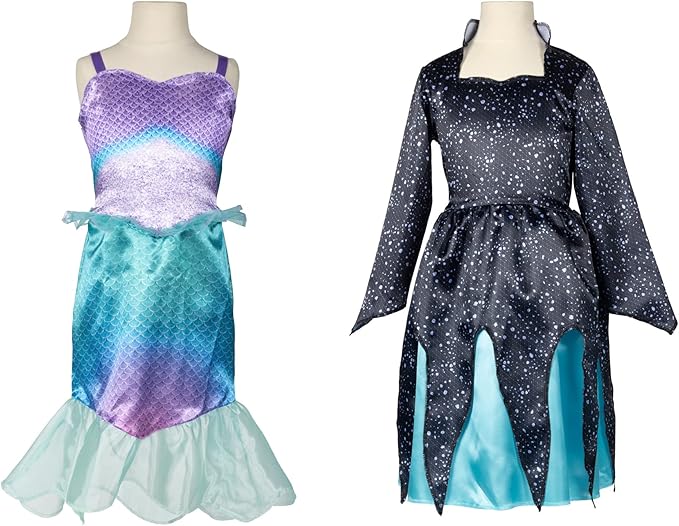 Disney The Little Mermaid Ariel & Ursula Dress Up Trunk, Treasure Chest Includes Ariel and Ursula's Outfit Dresses with Accessories [Amazon Exclusive]