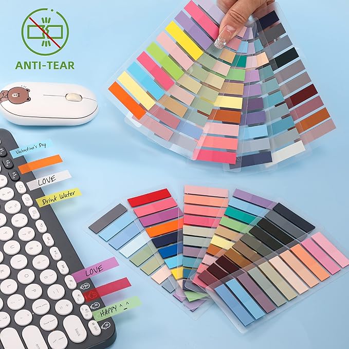 2800-Pcs Sticky/Book Tabs, Writable Morandi Translucent Book Markers Sticky Note Tabs, Repositionable Book Flags Strip, Post It Notes, Book Annotation Supplies, Annotation Tabs, File Index Tabs