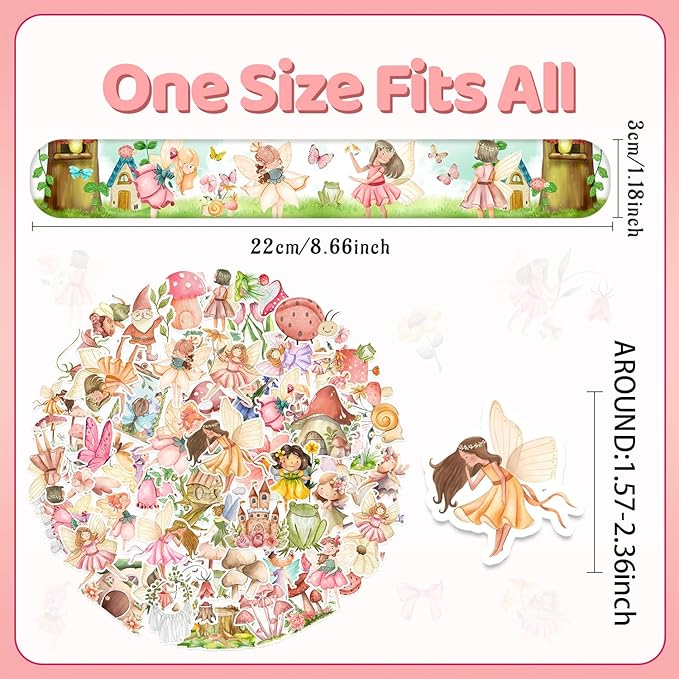 74 PCS Fairy Party Favors, 24 PCS Fairy Slap Bracelets 50 PCS Fairy Stickers Fairy Birthday Party Decorations Supplies Gifts for Fairy First Birthday Party Supplies Gifts