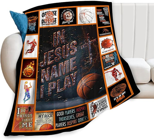 Basketball Blanket Basketball Print Throws Blanket Sports Lover Gifts for Men Basketball Decor Soft Cozy Fleece Plush Warm Flannel Bedding Blanket for Boys Kids Adults Couch Bed 50"X60"