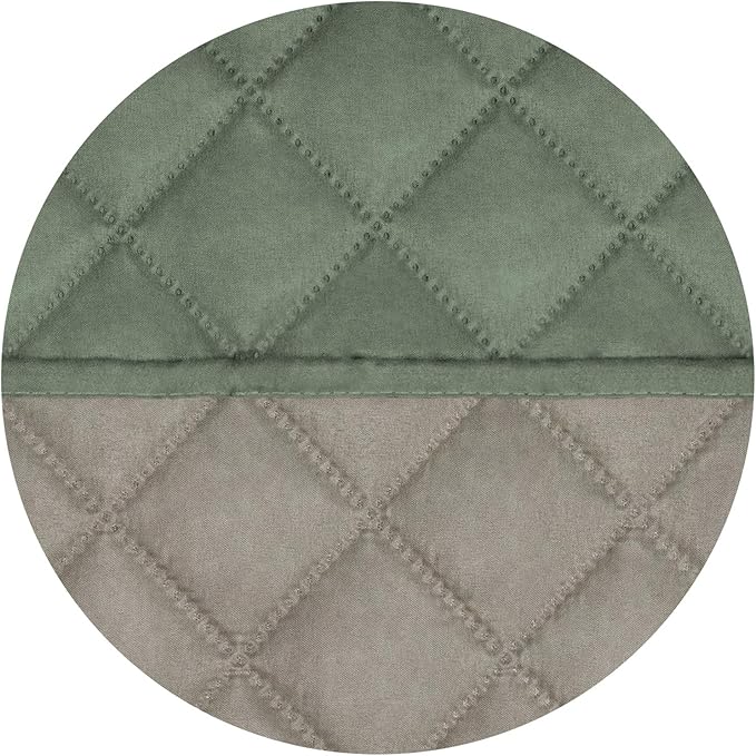 PureFit Reversible Quilted Sofa Cover, Water Resistant Slipcover Furniture Protector, Washable Couch Cover with Non Slip and Elastic Straps for Kids, Dogs, Pets (XX Large, Greyish Green/Beige)