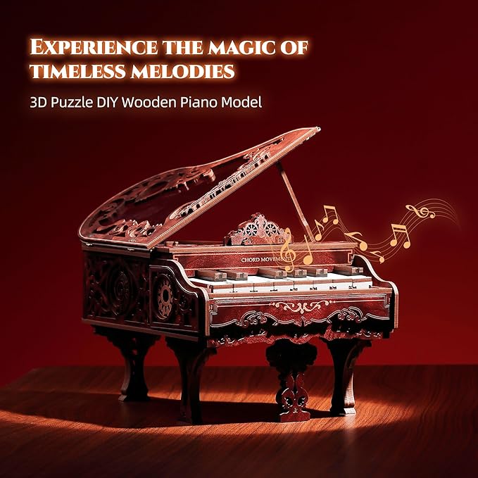 3D Wood Keyboard Piano Model Kit, Playable 3D Wooden Puzzle Digital Piano, Interactive Home Décor 3D Puzzle for Adults and Kids（Standard）