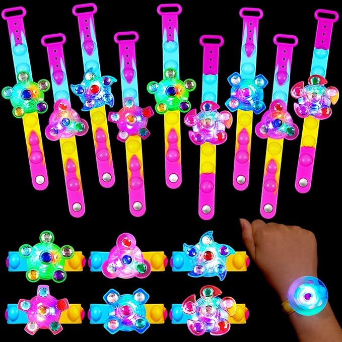 25 Pack Light Up Bracelets Valentines Day Gifts for Kids, Goodie Bags Stuffers Party Favors for Kids 3-5 4-8-12, Birthday Gifts Valentines Classroom Prizes Glow in the Dark Party Supplies for Kids