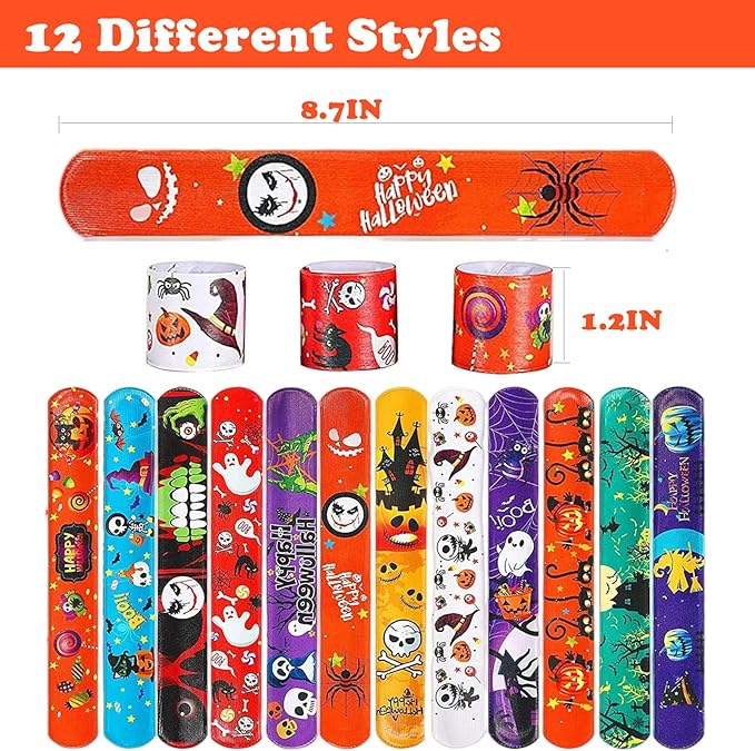 36 PCS Halloween Slap Bracelets Party Favors,Bulk Snap Bracelet Party Favors Supplies for kids&teens Gifts Teacher Classroom School Favors Prizes Exchanging Gift