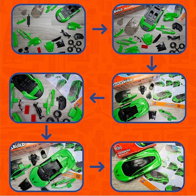Airfix J6021 Quickbuild Plastic Model Car Kits - McLaren P1 Green - Easy Assembly Snap Together Model Kit, Classic Race Cars for Adults & Kids to Build, Model Sport Cars, Building Toys Set