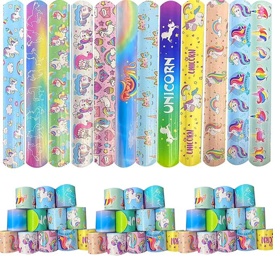 36 PCS Unicorn Slap Bracelets Kids Party Favors,Bulk Snap Bracelet Party Favors Supplies for kids&teens Gifts Teacher Classroom School Favors Prizes Exchanging Gift