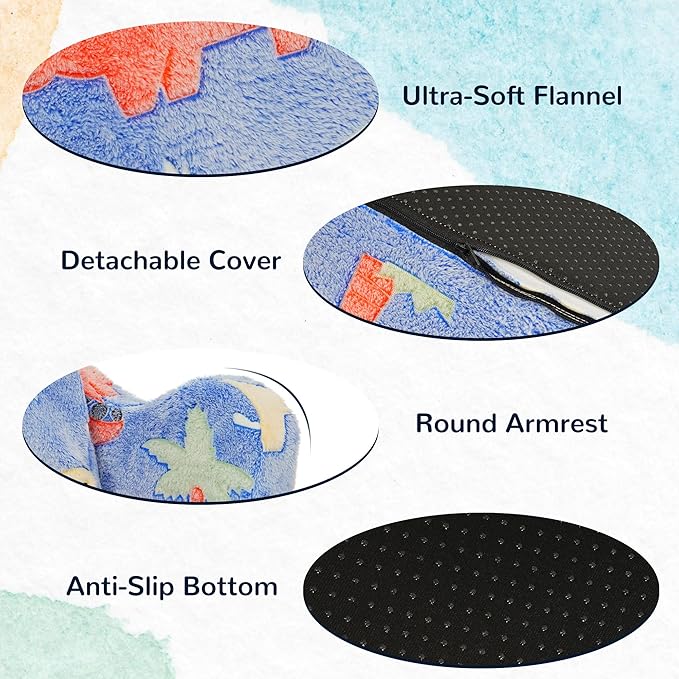 Elevon 2 in 1 Wider Toddler Couch, Flip Open Soft Sofa Bed, Glow in The Dark Flannel Baby Couch, 2-Seat Kids Chair Convertible Couch Easy Fold & Unfold, Baby Recliner Sofa for Girls and Boys