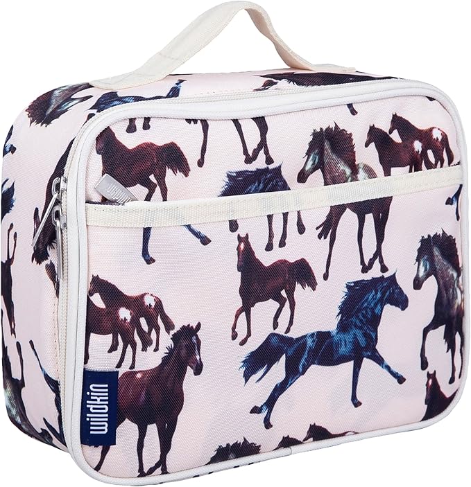 Wildkin Kids Insulated Lunch Box Bag for Boys & Girls, Reusable Kids Lunch Box is Perfect for Early Elementary Daycare School Travel (Horse Dreams)