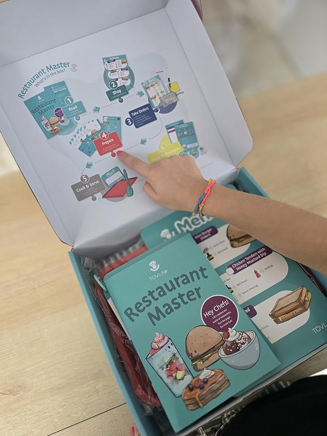 Tovla Jr. Ultimate Kids Real Restaurant-Making Set – Real Cooking Tools, STEM Activity for Ages 4+, Visual Learning Recipes and Menus, Great Gift for Aspiring Chefs