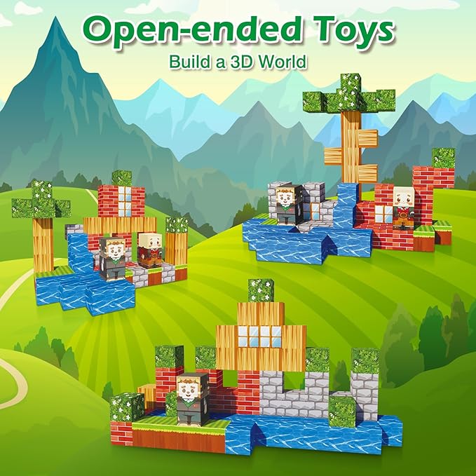 68Pcs Magnetic Blocks Craft World Set, Magnetic Blocks Le Building go Toys for Kids,STEM Sensory Toys for Toddlers Kids Christmas Birthday Gifts for 3+ Years Old Girls Boys