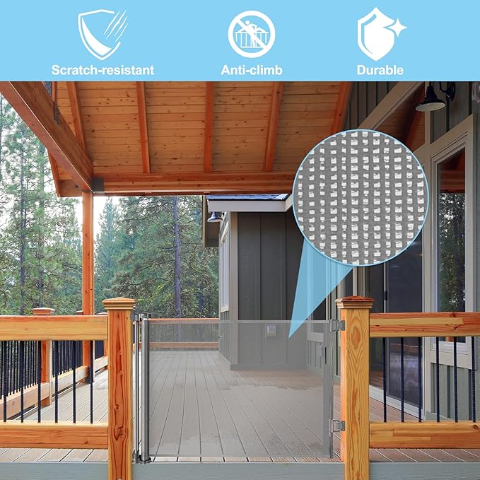 80 Inch Extra Large Retractable Baby Gates Extra Wide Baby Gates for Large Openings Indoor Pet Gates for Dogs Indoor Big baby Gate for Doorways Extra Long Baby Gate Outdoor Pet gate for Doorway (Grey)