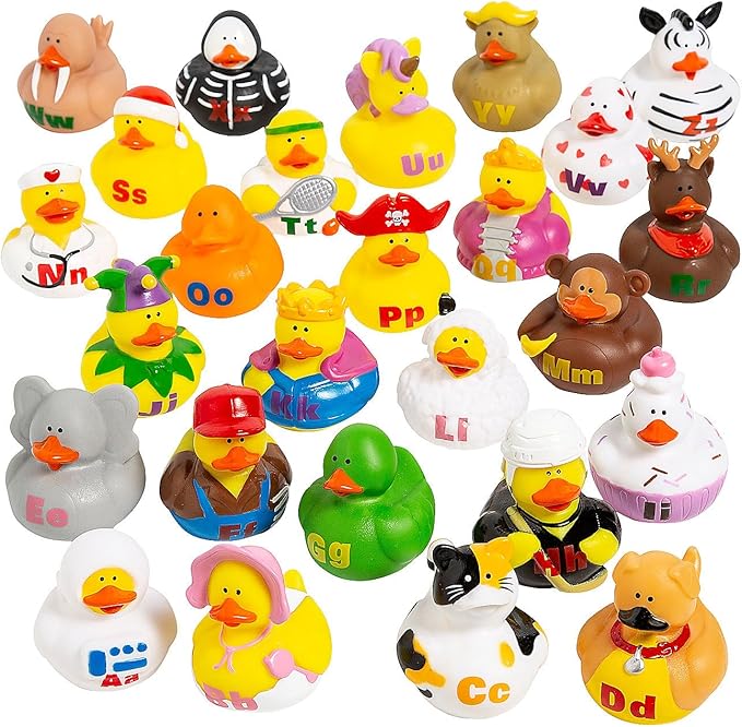 Abc's Rubber Duckies - 26 Pieces - Educational and Learning Activities for Kids