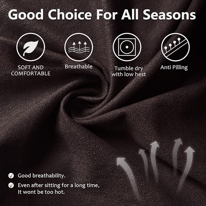 molasofa Recliner Sofa Covers - 8 Pieces Stretch Leather Like Large Couch Covers for 3 Seats Reclining Slipcovers Soft Jacquard Pattern Furniture Protector with Elastic Bottom (Chocolate)