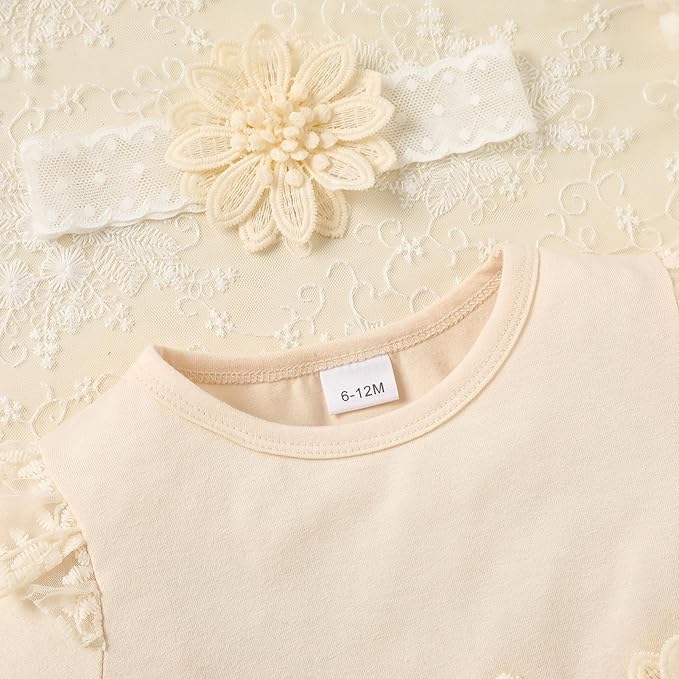 Baby Girl Dress Ruffle Sleeve Toddler Girl Dresses Infant Girls Long Sleeve Fall Winter Clothes Flower Tulle Dress