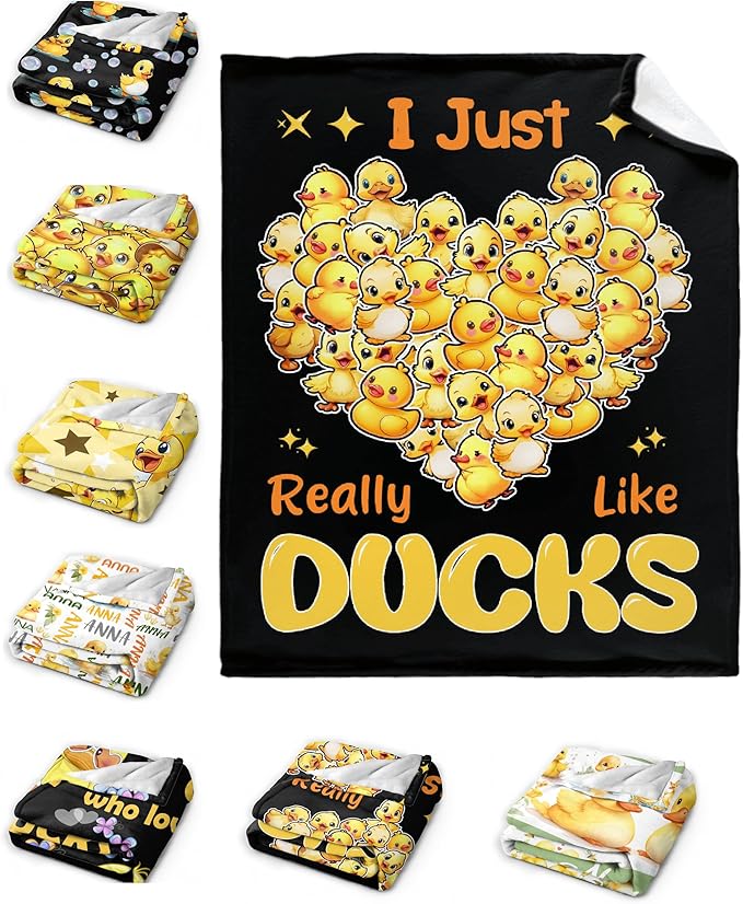 I Just Really Like Ducks Blanket Adult duck Blanket Kids Funny Blanket Suitable for Bedroom bed sofa Crib Couch Chair outdoor All Season Items That Yellow Duck Lovers Will Love 90”×120 ”for Family