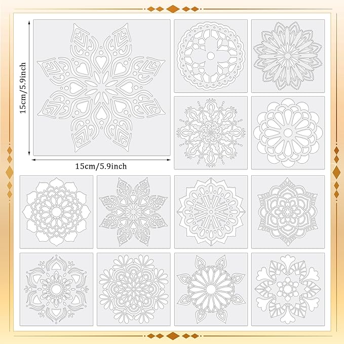 48 Pieces Mandala Scratch Cards Rainbow Xmas Scratch Paper for Kids DIY Round Ornaments with Drawing Stencils Wooden Stick and Ribbon Suitable Hobby for Adults, Kids, Teens and Seniors