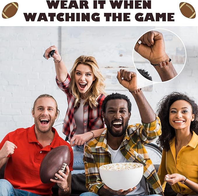 20 Pcs Football Beads Bracelets Football Party Favors Sport Theme Charm Bracelets Bulk Adjustable Braided Football Gifts Sports Fan Football Bracelets for Boys Girls Adults Birthday Favors Decoration