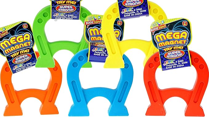 JA-RU Kidz Science Jumbo Magnet Toy (12 Horseshoe Magnets) Strong Magnetic Toys for Kids. Classroom Must Haves, Science Kit & Back to School Supply Kits. Preschool STEM Learning Activities. 5460-12p