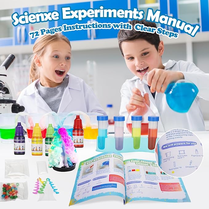 238+ Lab Experiments Science Kit for Kids, STEM Educational Learning Scientific Toys, Chemistry Set Gift for Boys and Girls, Including Volcano Eruption Science Project