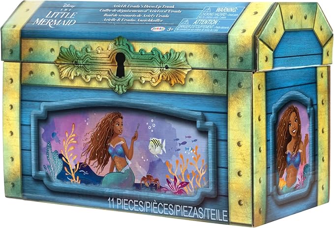 Disney The Little Mermaid Ariel & Ursula Dress Up Trunk, Treasure Chest Includes Ariel and Ursula's Outfit Dresses with Accessories [Amazon Exclusive]