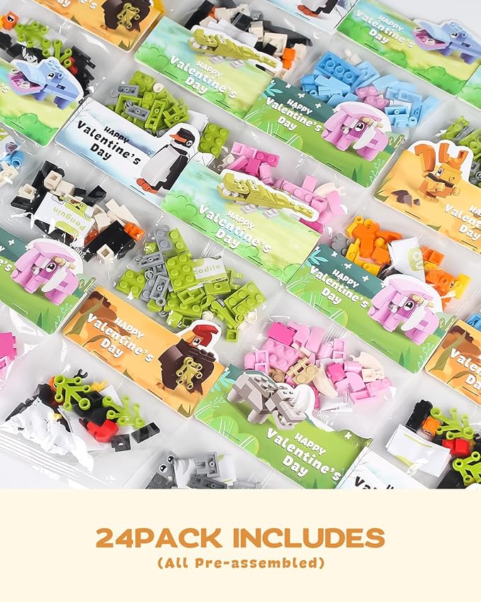 24 Pack Prefilled Valentines Day Gifts for Kids Classroom - Exchange Gifts & Fun Party Favors, Happy Valentine's Day Cards Included, Ideal for Boys & Girls School Classroom Prizes