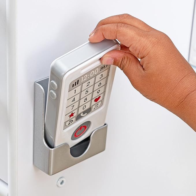 KidKraft Uptown White Wooden Play Kitchen with Play Phone, Chalkboard & Towel Rack, Gift for Ages 3+