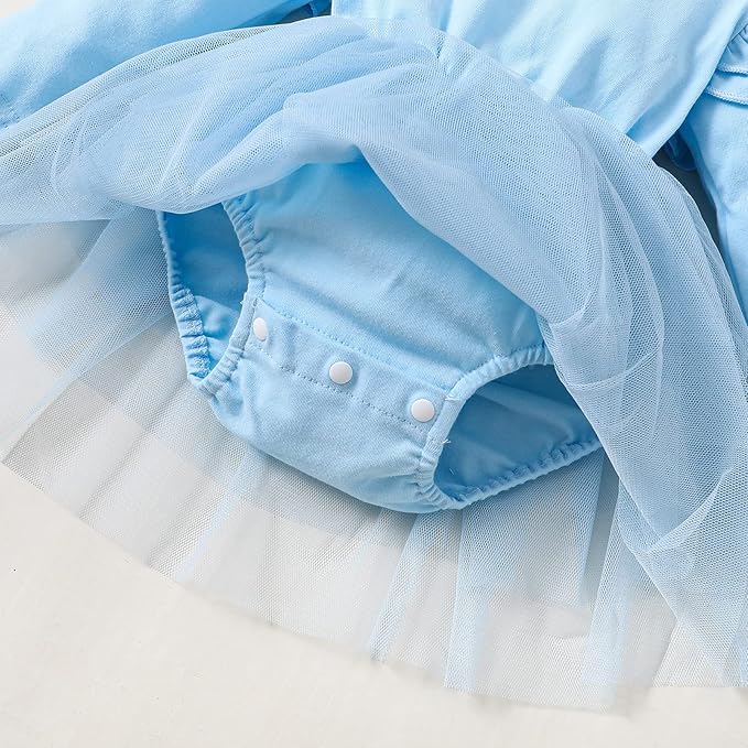Baby Girl Ruffle Sleeve Romper Dress Outfit Newborn Princess Tulle Dresses Infant Jumpsuit Tutu Skirt Set Clothes