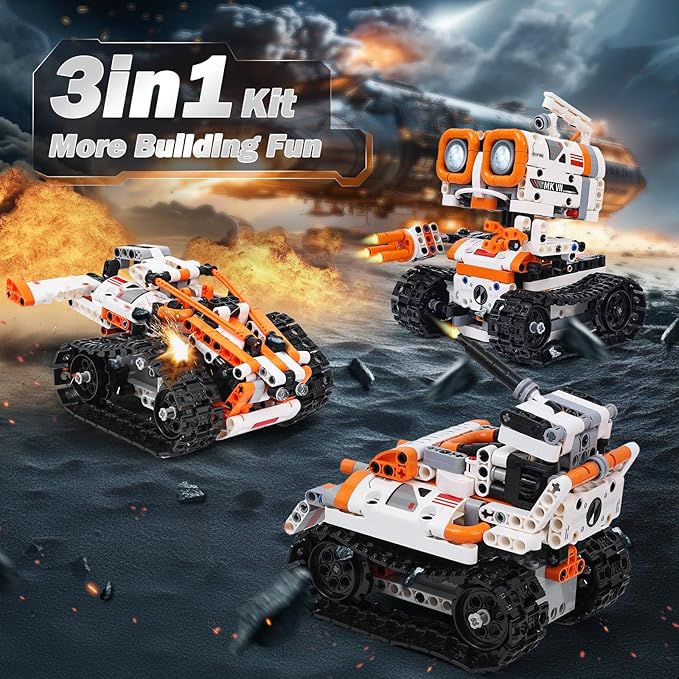 STEM Robotics Kits for Kids Ages 8-12 8-14 Year Old, 3 in 1 Remote/APP/Voice Control & Programming Robot Building Set, Toy Coding Science Projects, Birthday Gift Ideas for 8 9 10 11 12+ Boys