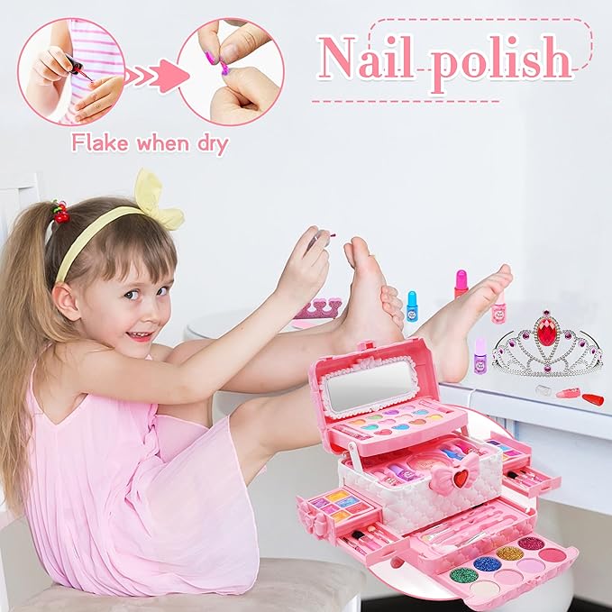 Kids Makeup Kit for Girl -Washable Make up Non Toxic Kid Make Up Toys, Children Princess Toddlers Little Girls Play Makeup Set, Christmas Birthday Gifts Toy for 4 5 6 7 8 9 10 Year Old Girls