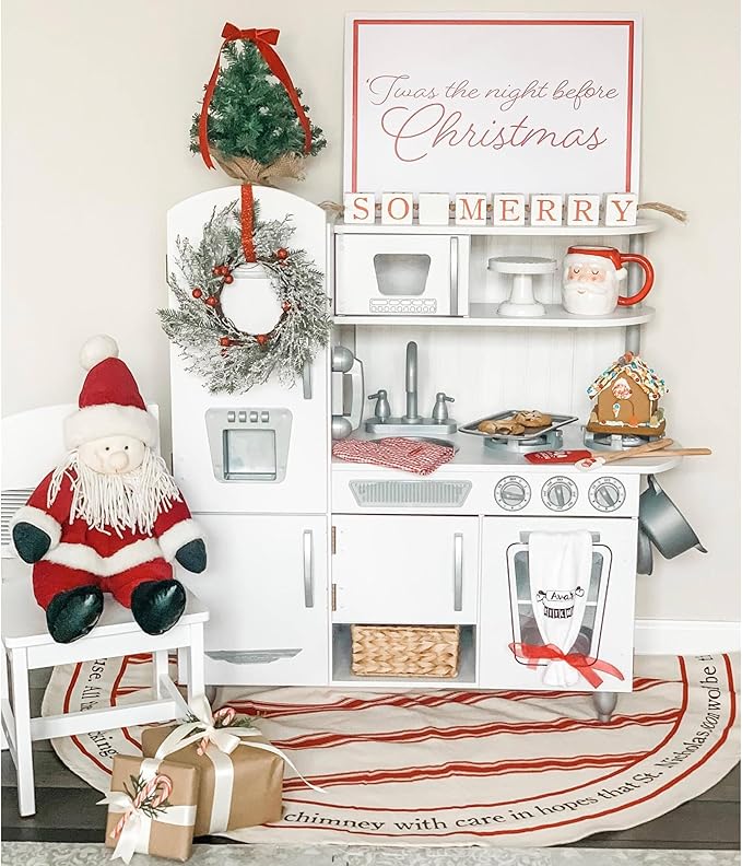 KidKraft Vintage Wooden Play Kitchen with Pretend Ice Maker and Play Phone, White