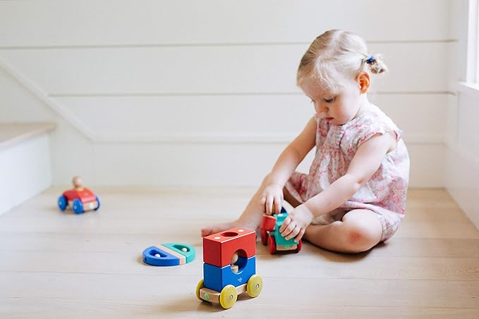 3 Piece Tegu Magnetic Racer Building Block Set, Poppy Big Top