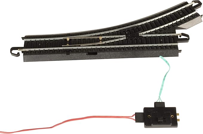 Bachmann Trains - Snap-Fit E-Z TRACK REMOTE TURNOUT - LEFT (1/card) - STEEL ALLOY Rail With Black Roadbed - HO Scale