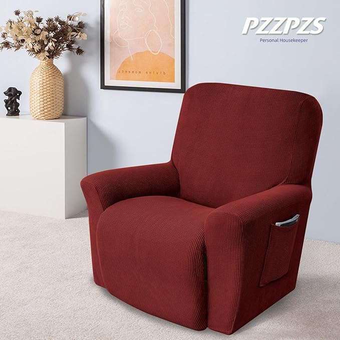 Recliner Chair Cover Lazy Boy Recliner Covers Recliner Covers for Recliner Chair 1 Piece Furniture Protector Prevent wear and pet Hair（Recliner,Dark Red）