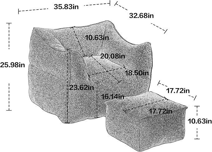 KEIKI Bean Bag Chair with Foot Rest & Armrest, Bean Bag Couch with Filler, Comfort Lounger High Back Bean Bag Lazy Sofa for Adults & Kids for Living Room, Bedroom, Apartment, Dorms, Emerald